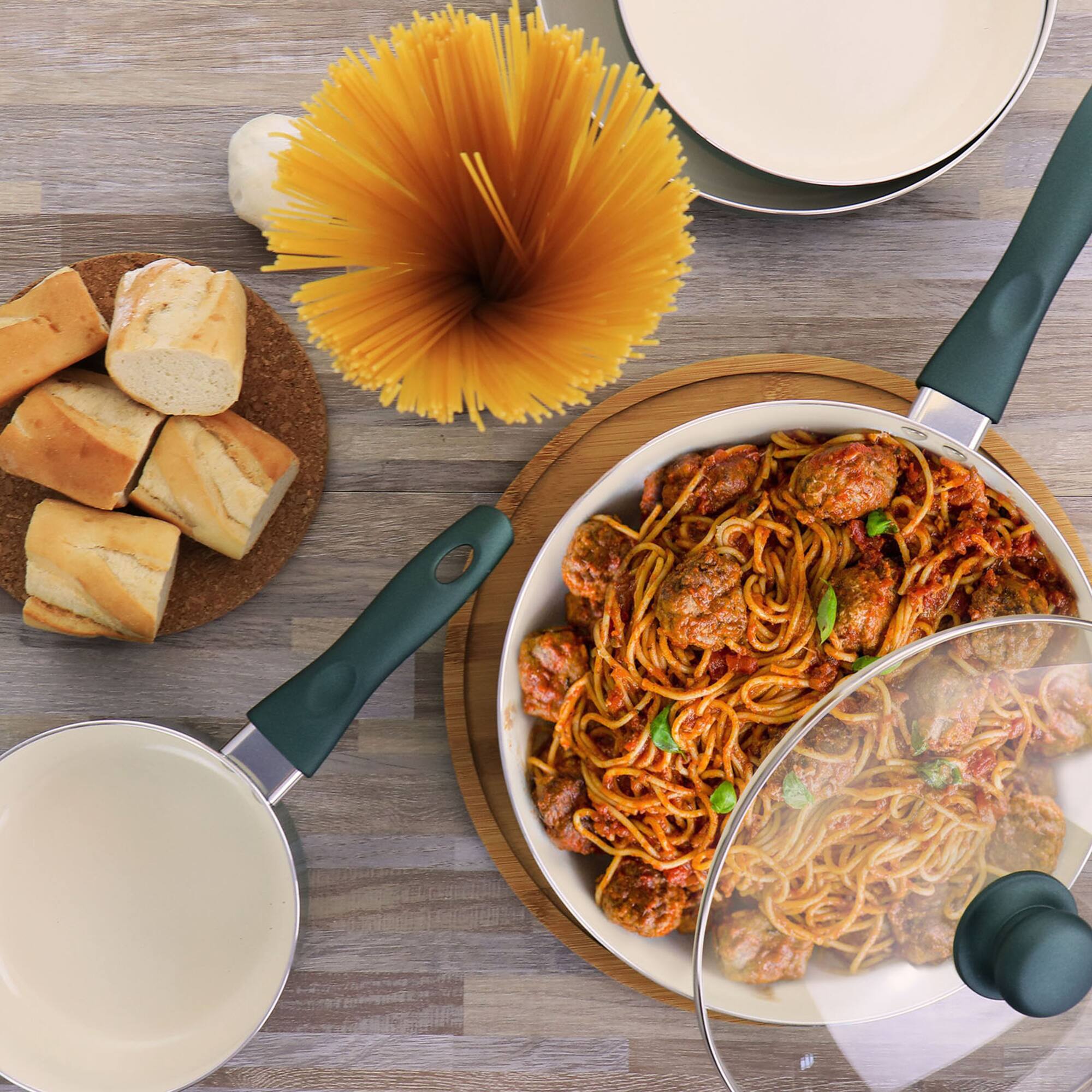 Gibson Home® 11-Piece Green Gazebo Ceramic Nonstick Aluminum Cookware Set